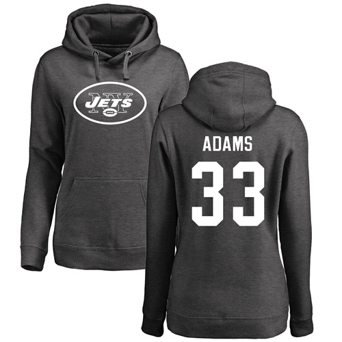 New York Jets Ash Women Jamal Adams One Color NFL Football #33 Pullover Hoodie Sweatshirts->nfl t-shirts->Sports Accessory